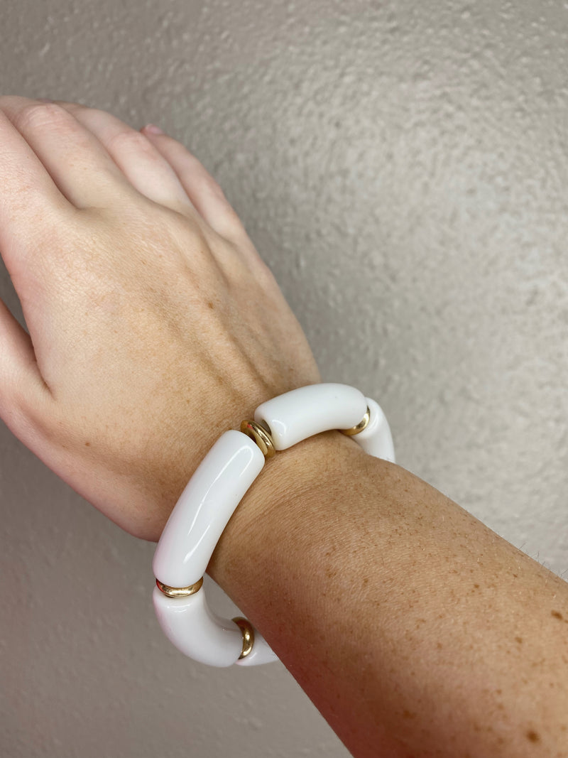 Chunky Bangle Bracelet - White