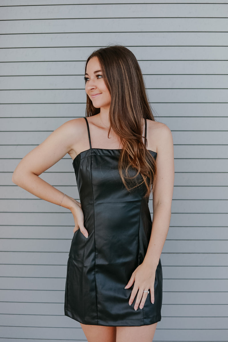 Gabi Leather Dress - Black
